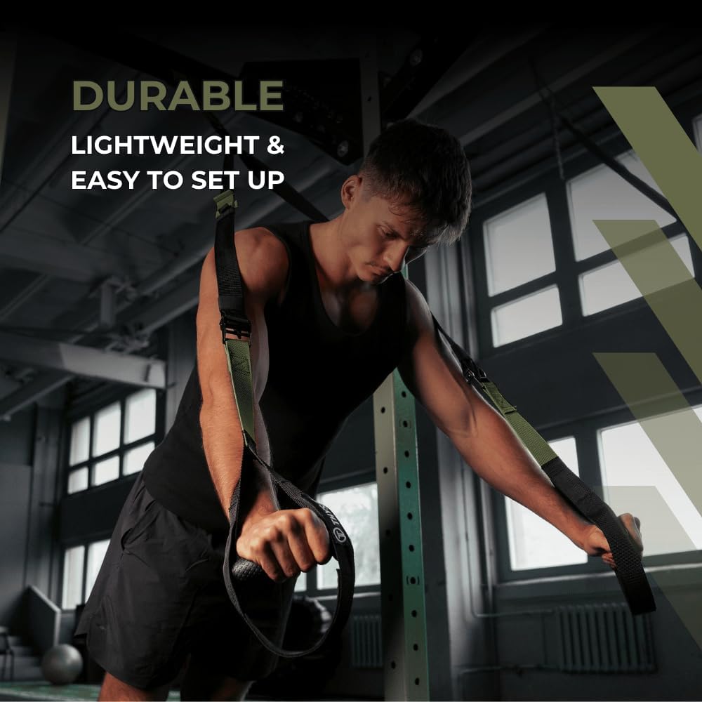 ® Resistance Trainer Pro Xtreme Straps Army | Sling Trainer Set with Adjustable Door Anchor | Fitness Home Workouts - Suitable for Travelling & for Training Indoor & Outdoor
