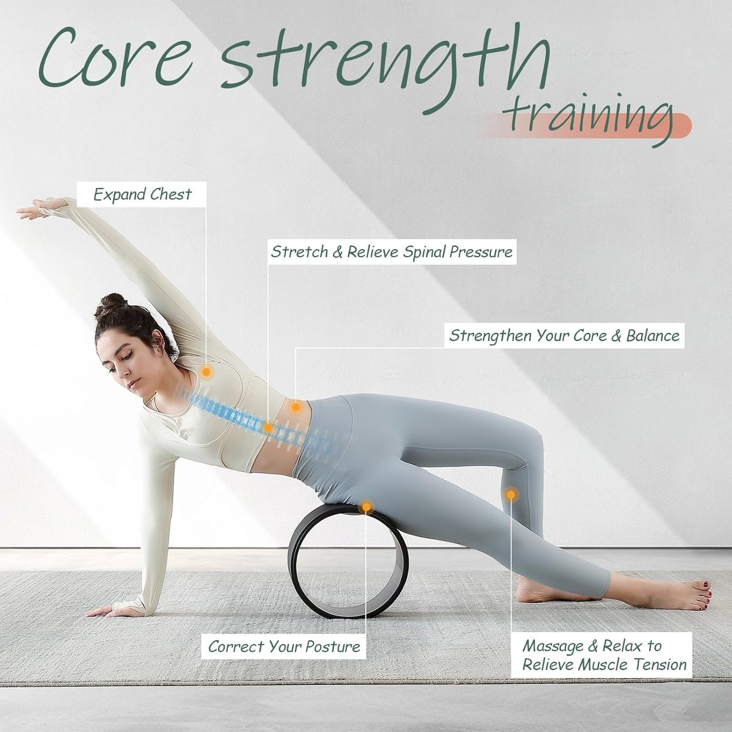 Back Roller, Foam Roller for Neck & Back Pain Relief, Yoga Wheel for Deep Tissue Muscle Massage, High Density Foam Tool for Physical Therapy, Stretching & Exercise(3 Pack)