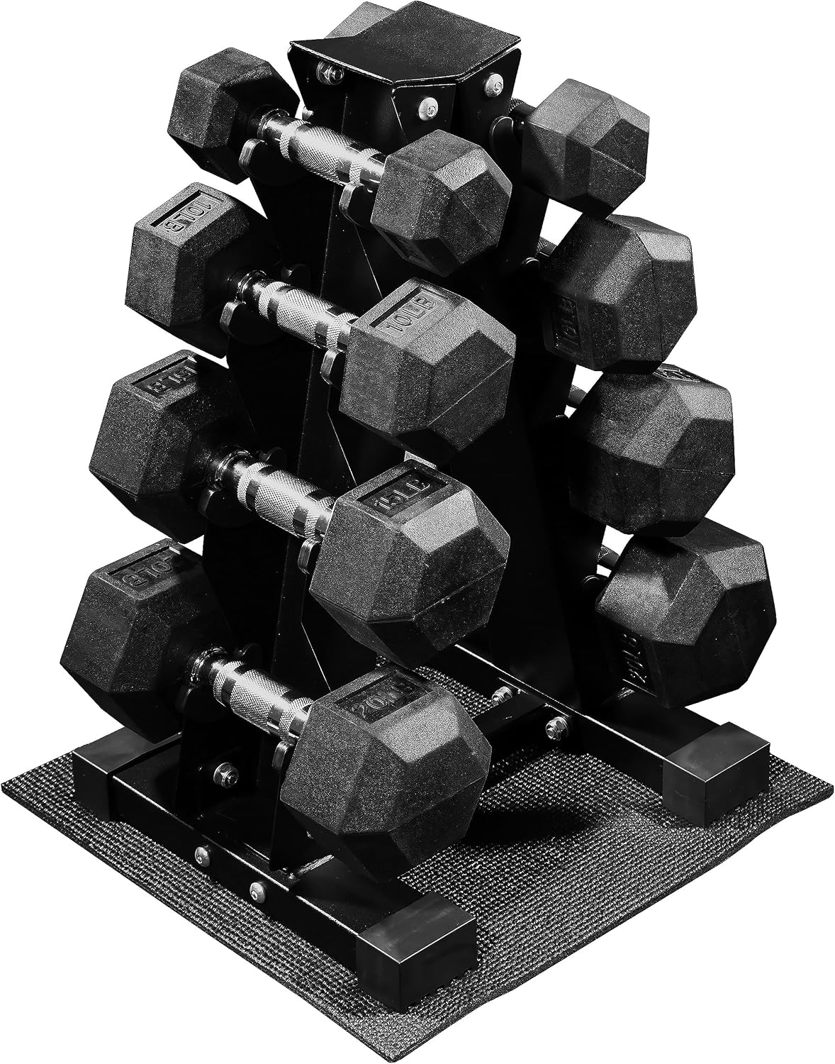 Rubber Coated Hex Dumbbell Set with Storage Rack, 100/150/200/550 LB Hand Weight Set with Anti-Slip Grip for Home Gym
