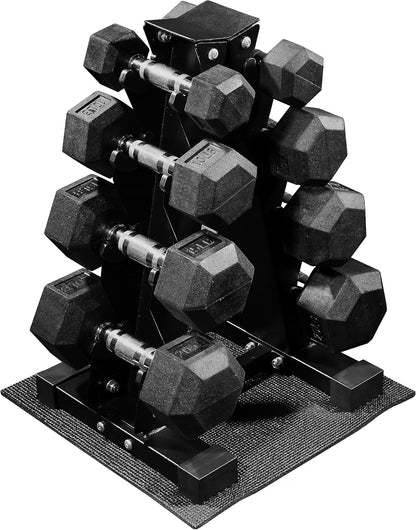 Rubber Coated Hex Dumbbell Set with Storage Rack, 100/150/200/550 LB Hand Weight Set with Anti-Slip Grip for Home Gym