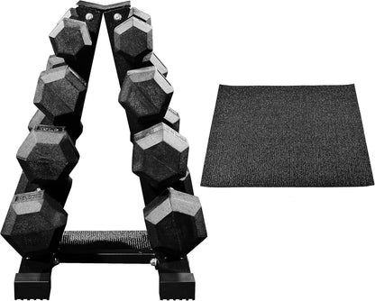Rubber Coated Hex Dumbbell Set with Storage Rack, 100/150/200/550 LB Hand Weight Set with Anti-Slip Grip for Home Gym