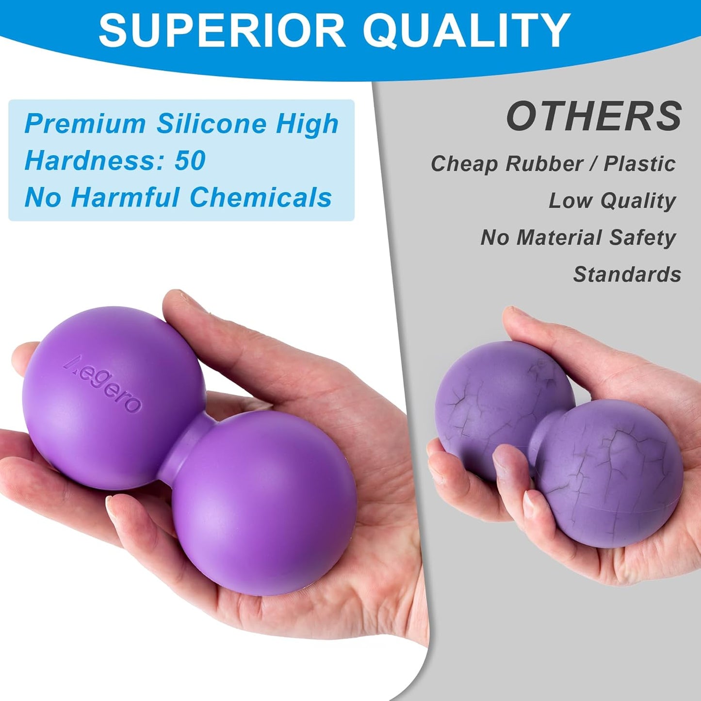 Peanut Massage Ball-Double Lacrosse Massage Ball, Mobility Ball for Myofascial Release,Yoga Therapy,Trigger Point Therapy,Muscle Knots and Acupoint Massage (Blue Firm Ball)