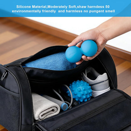 Peanut Massage Ball-Double Lacrosse Massage Ball, Mobility Ball for Myofascial Release,Yoga Therapy,Trigger Point Therapy,Muscle Knots and Acupoint Massage (Blue Firm Ball)