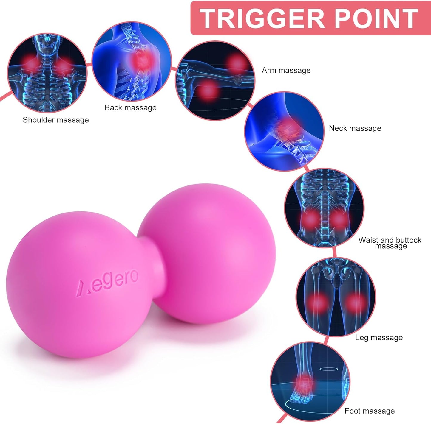 Peanut Massage Ball-Double Lacrosse Massage Ball, Mobility Ball for Myofascial Release,Yoga Therapy,Trigger Point Therapy,Muscle Knots and Acupoint Massage (Blue Firm Ball)