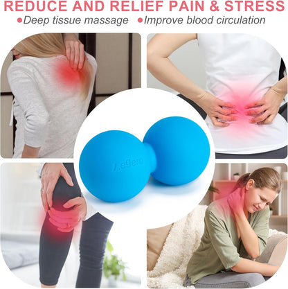 Peanut Massage Ball-Double Lacrosse Massage Ball, Mobility Ball for Myofascial Release,Yoga Therapy,Trigger Point Therapy,Muscle Knots and Acupoint Massage (Blue Firm Ball)