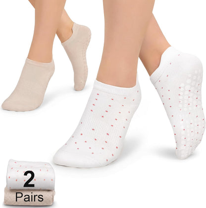 Pilates Socks for Women Non Slip Grip Socks for Yoga, Barre, Hospital, Barefoot Grippy Yoga Sock Womens Gifts 4 Pairs