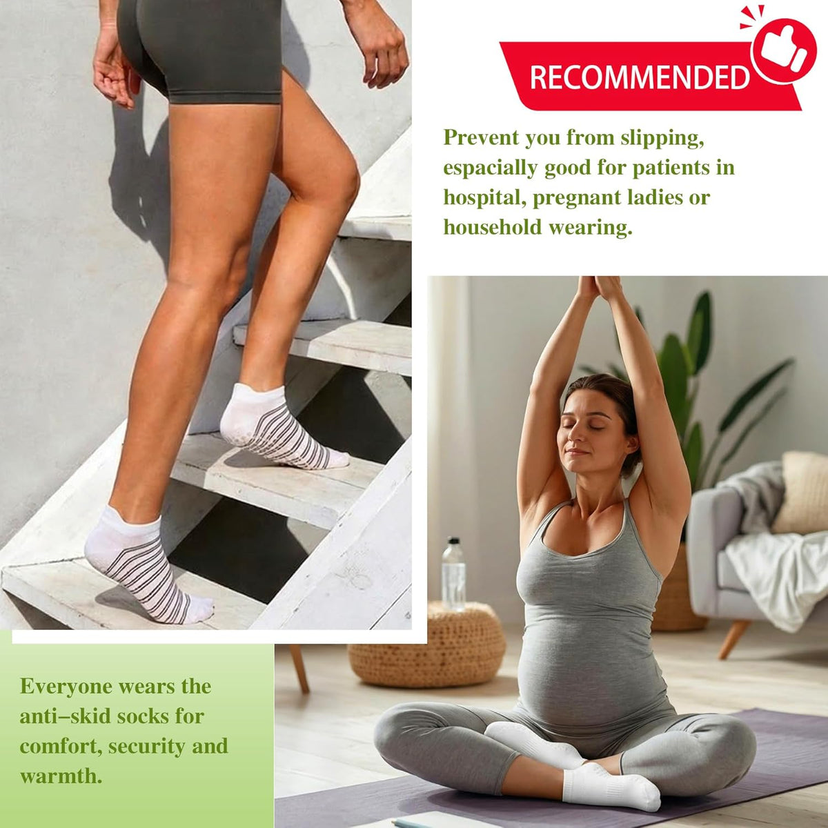 Pilates Socks for Women Non Slip Grip Socks for Yoga, Barre, Hospital, Barefoot Grippy Yoga Sock Womens Gifts 4 Pairs