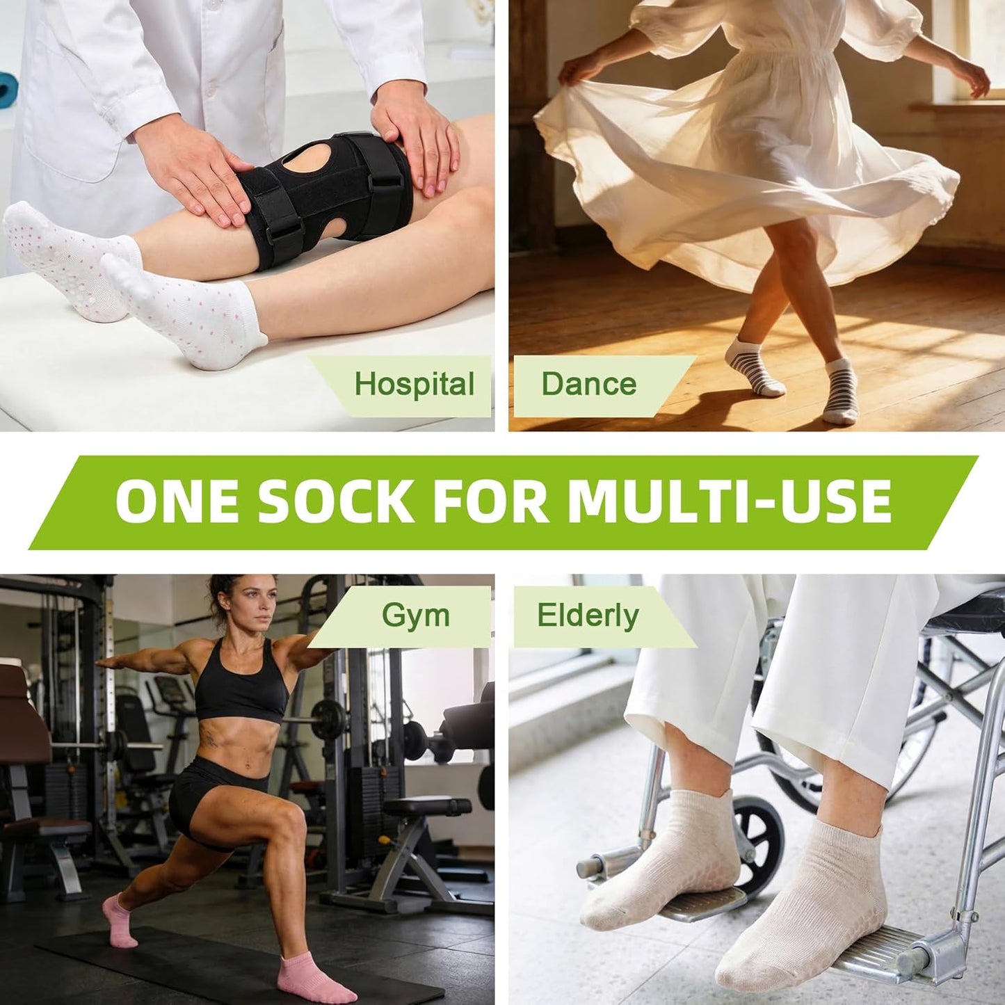 Pilates Socks for Women Non Slip Grip Socks for Yoga, Barre, Hospital, Barefoot Grippy Yoga Sock Womens Gifts 4 Pairs