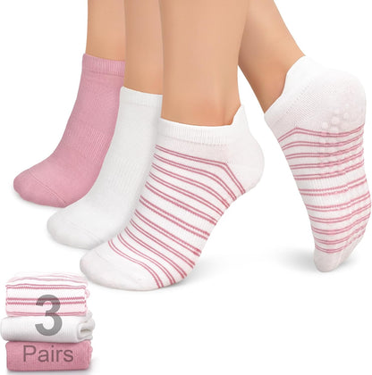 Pilates Socks for Women Non Slip Grip Socks for Yoga, Barre, Hospital, Barefoot Grippy Yoga Sock Womens Gifts 4 Pairs