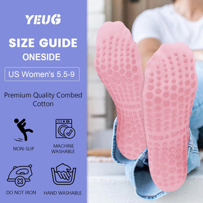 Pilates Socks for Women Non Slip Grip Socks for Yoga, Barre, Hospital, Barefoot Grippy Yoga Sock Womens Gifts 4 Pairs