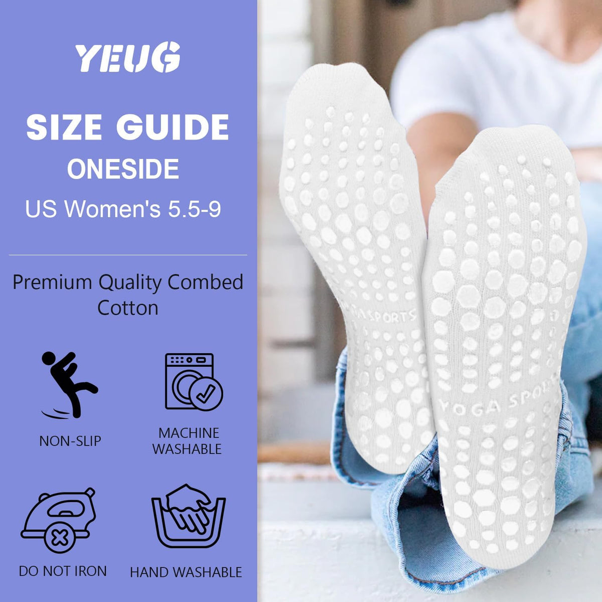 Pilates Socks for Women Non Slip Grip Socks for Yoga, Barre, Hospital, Barefoot Grippy Yoga Sock Womens Gifts 4 Pairs