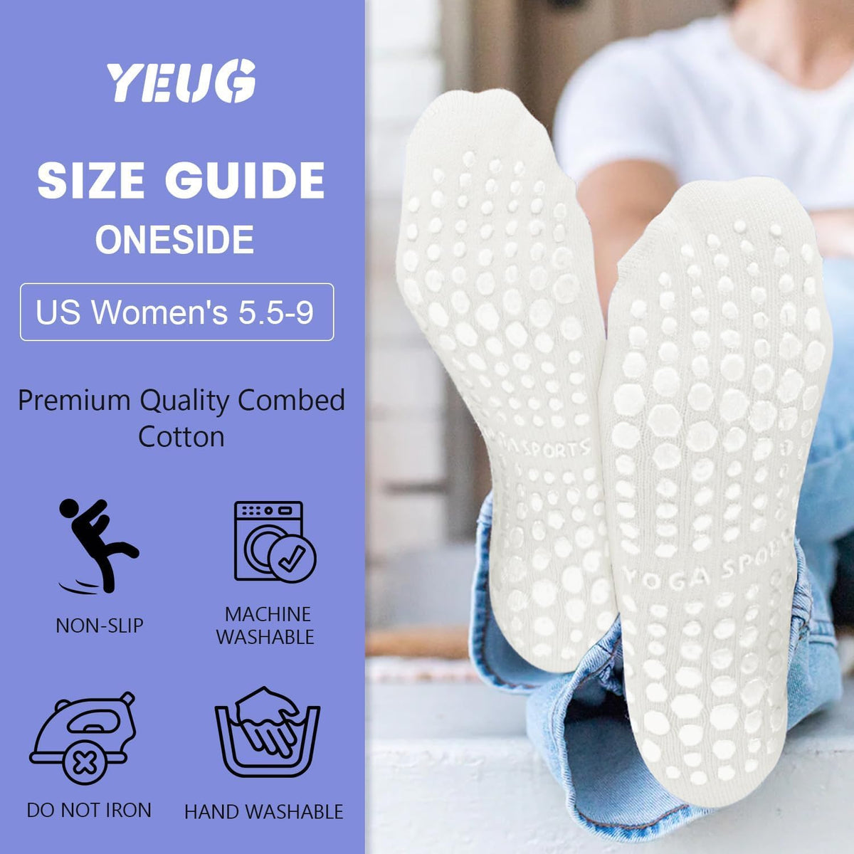 Pilates Socks for Women Non Slip Grip Socks for Yoga, Barre, Hospital, Barefoot Grippy Yoga Sock Womens Gifts 4 Pairs