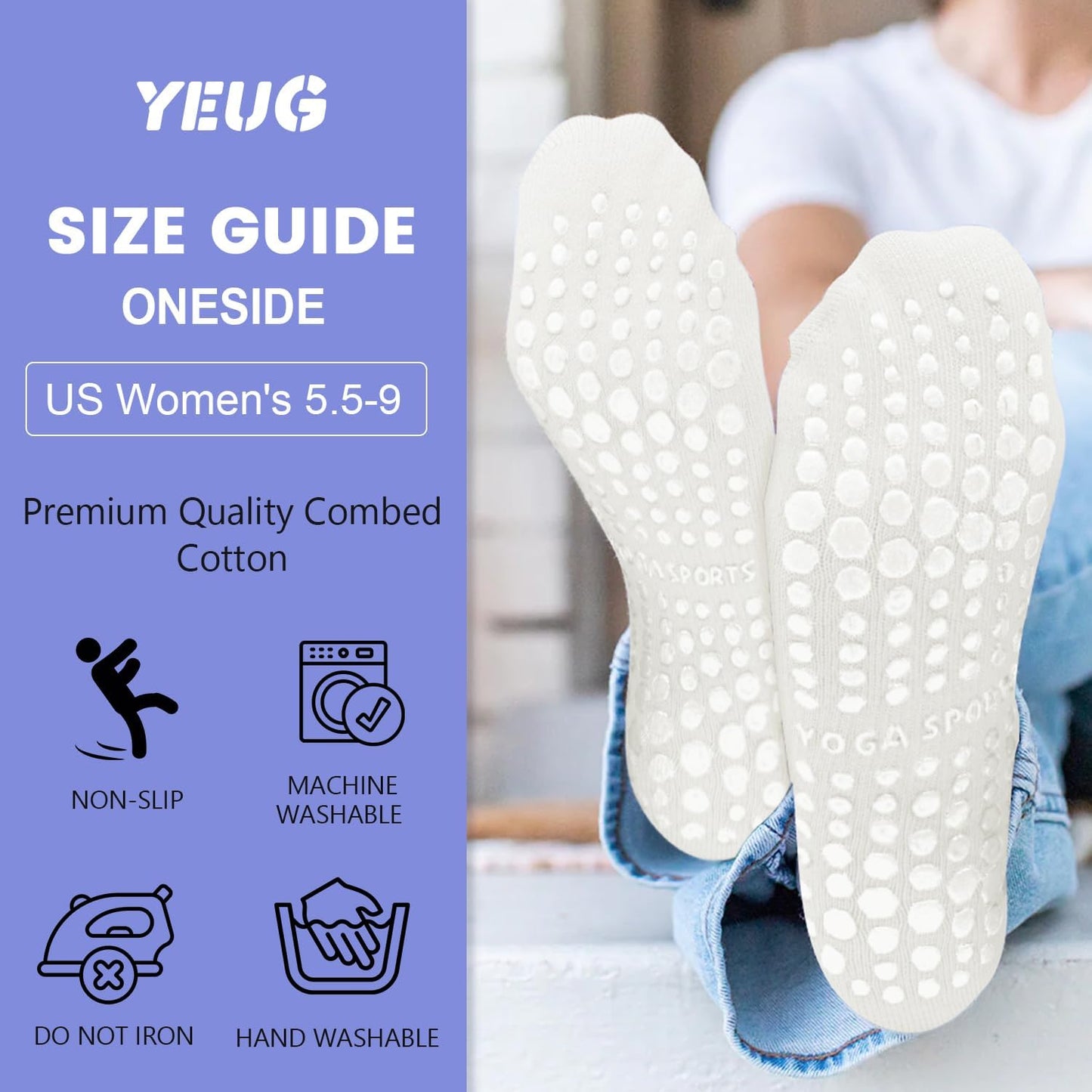 Pilates Socks for Women Non Slip Grip Socks for Yoga, Barre, Hospital, Barefoot Grippy Yoga Sock Womens Gifts 4 Pairs