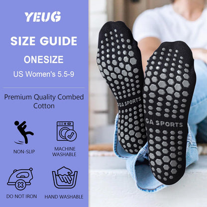 Pilates Socks for Women Non Slip Grip Socks for Yoga, Barre, Hospital, Barefoot Grippy Yoga Sock Womens Gifts 4 Pairs