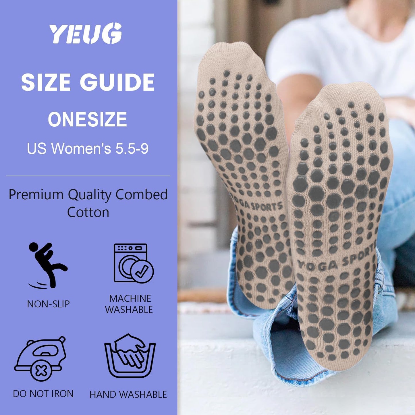 Pilates Socks for Women Non Slip Grip Socks for Yoga, Barre, Hospital, Barefoot Grippy Yoga Sock Womens Gifts 4 Pairs