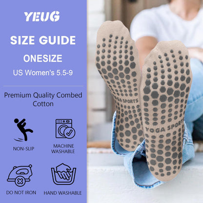 Pilates Socks for Women Non Slip Grip Socks for Yoga, Barre, Hospital, Barefoot Grippy Yoga Sock Womens Gifts 4 Pairs