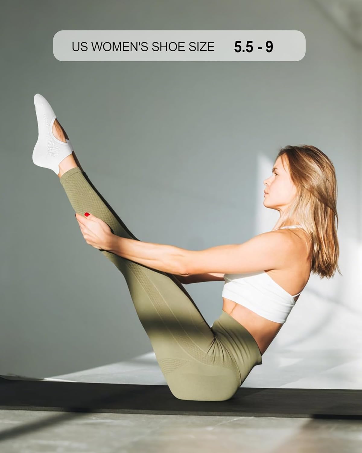 Pilates Socks for Women Non Slip Grip Socks for Yoga, Barre, Hospital, Barefoot Grippy Yoga Sock Womens Gifts 4 Pairs