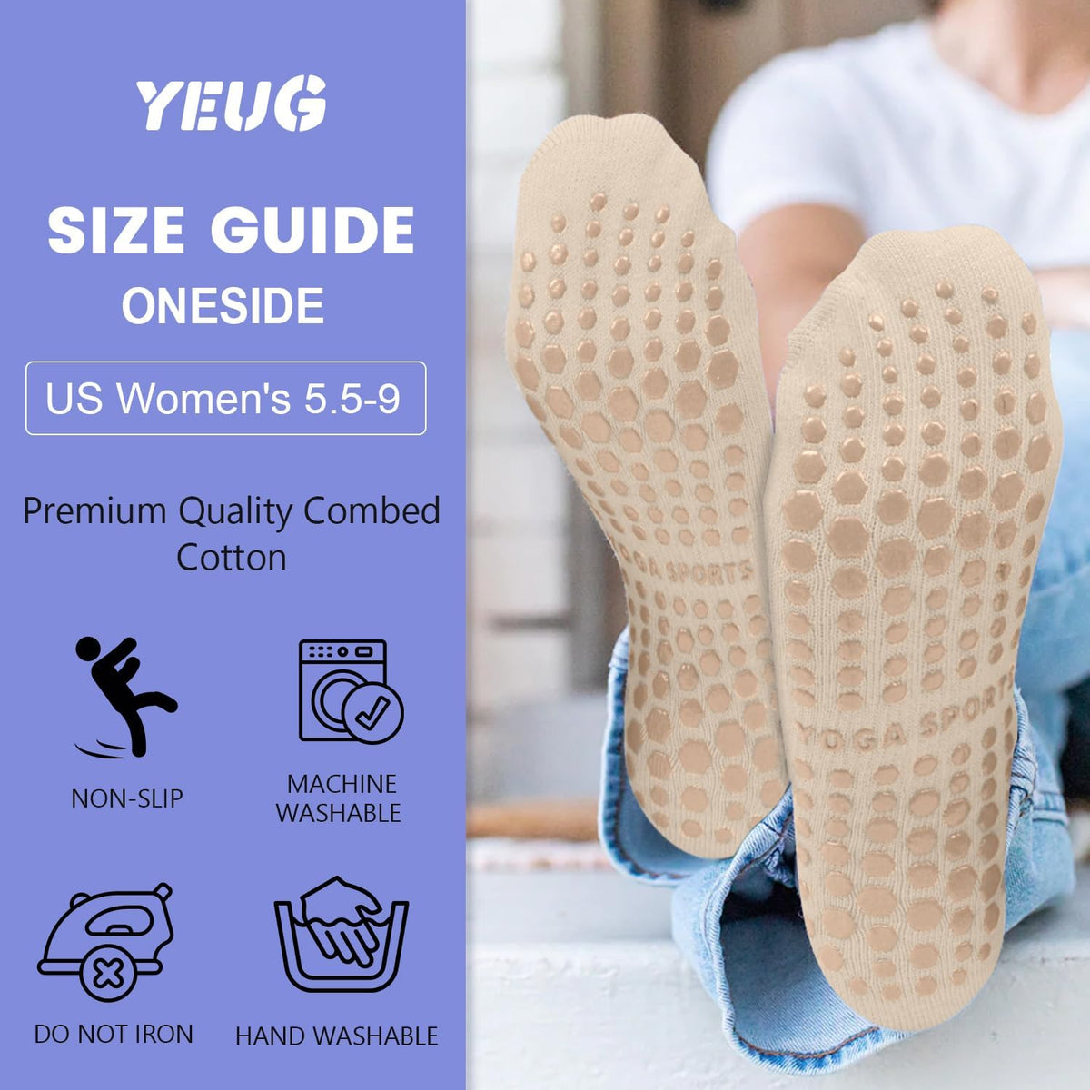 Pilates Socks for Women Non Slip Grip Socks for Yoga, Barre, Hospital, Barefoot Grippy Yoga Sock Womens Gifts 4 Pairs
