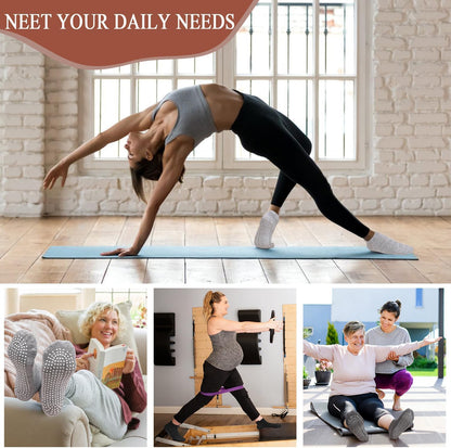 Pilates Socks for Women Non Slip Grip Socks for Yoga, Barre, Hospital, Barefoot Grippy Yoga Sock Womens Gifts 4 Pairs