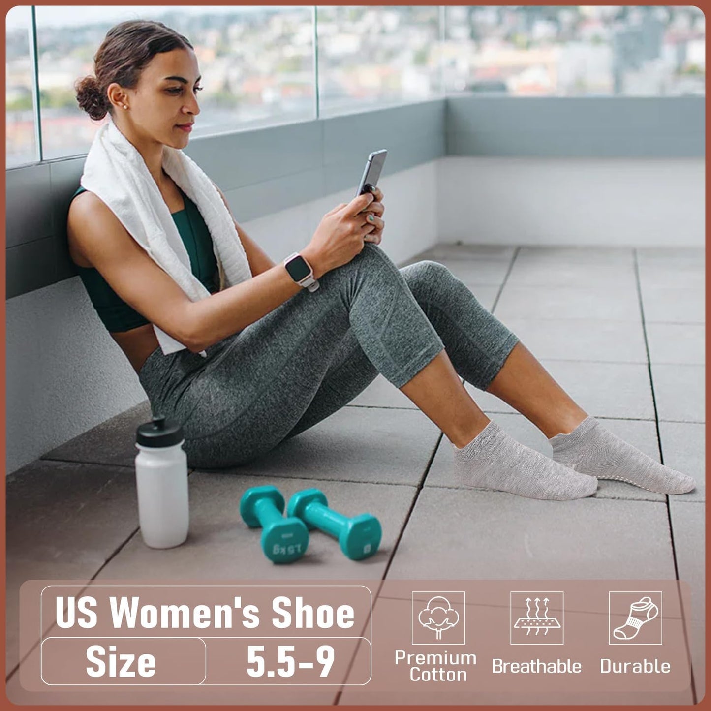 Pilates Socks for Women Non Slip Grip Socks for Yoga, Barre, Hospital, Barefoot Grippy Yoga Sock Womens Gifts 4 Pairs