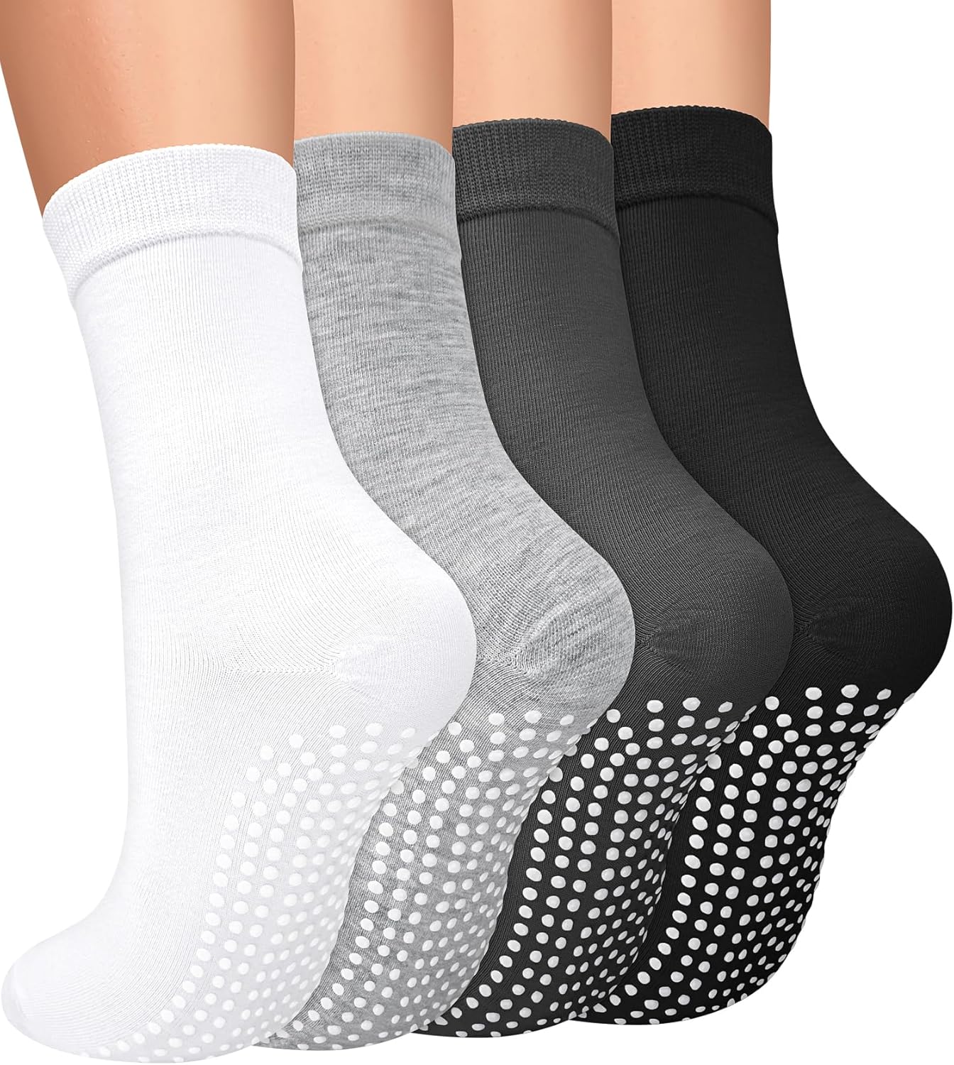 Pilates Socks for Women Non Slip Grip Socks for Yoga, Barre, Hospital, Barefoot Grippy Yoga Sock Womens Gifts 4 Pairs