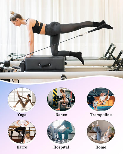 Pilates Socks for Women Non Slip Grip Socks for Yoga, Barre, Hospital, Barefoot Grippy Yoga Sock Womens Gifts 4 Pairs