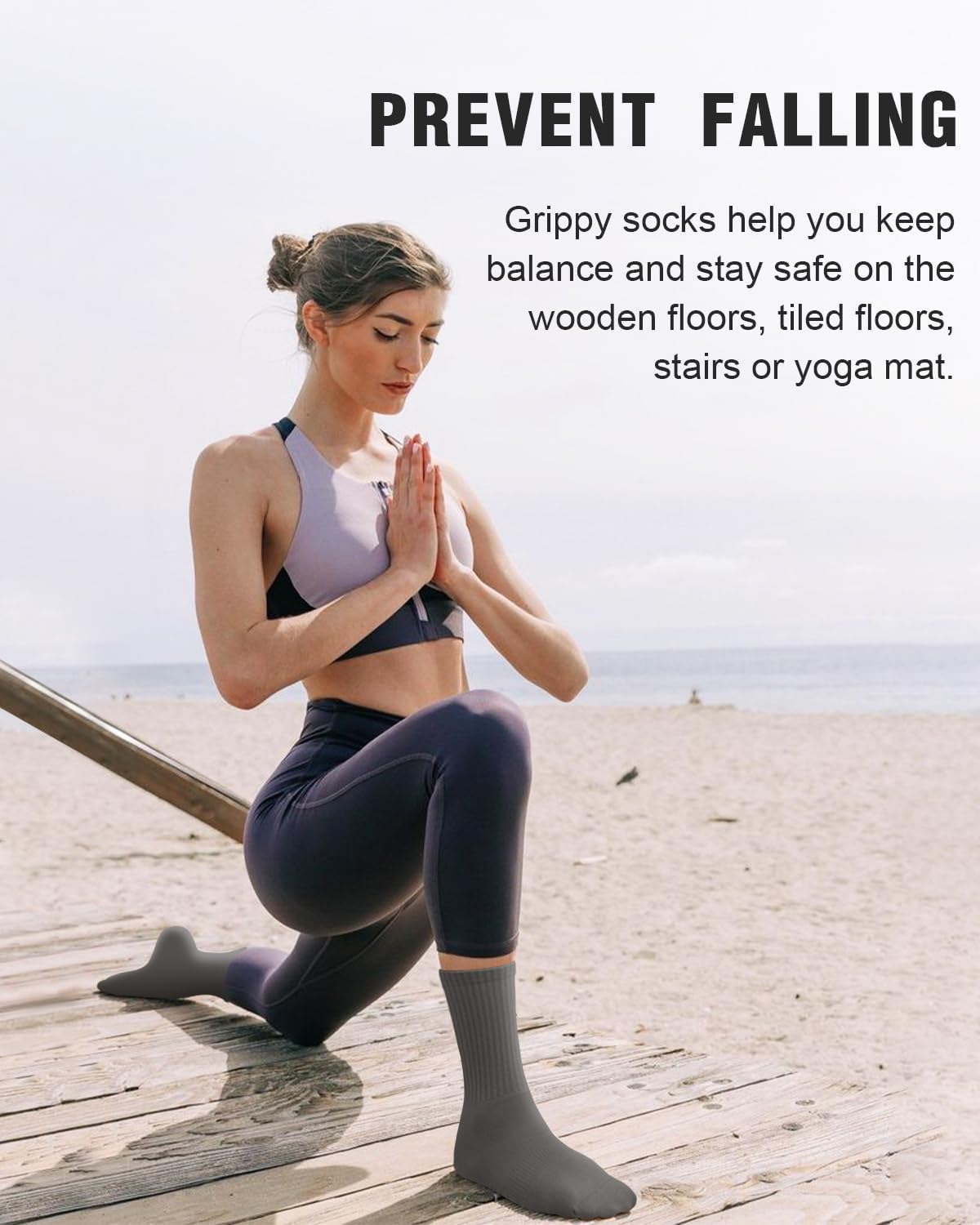 Pilates Socks for Women Non Slip Grip Socks for Yoga, Barre, Hospital, Barefoot Grippy Yoga Sock Womens Gifts 4 Pairs