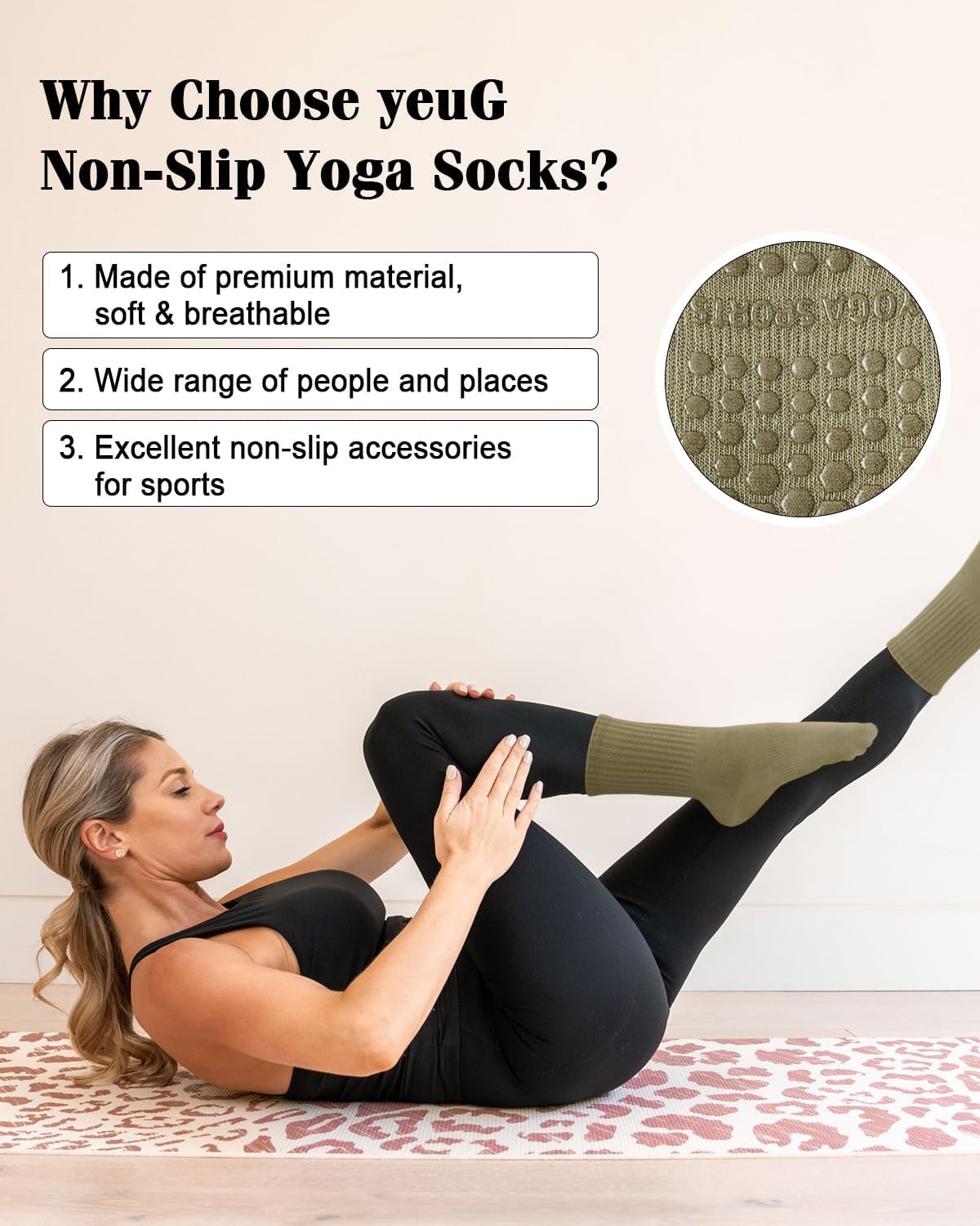 Pilates Socks for Women Non Slip Grip Socks for Yoga, Barre, Hospital, Barefoot Grippy Yoga Sock Womens Gifts 4 Pairs