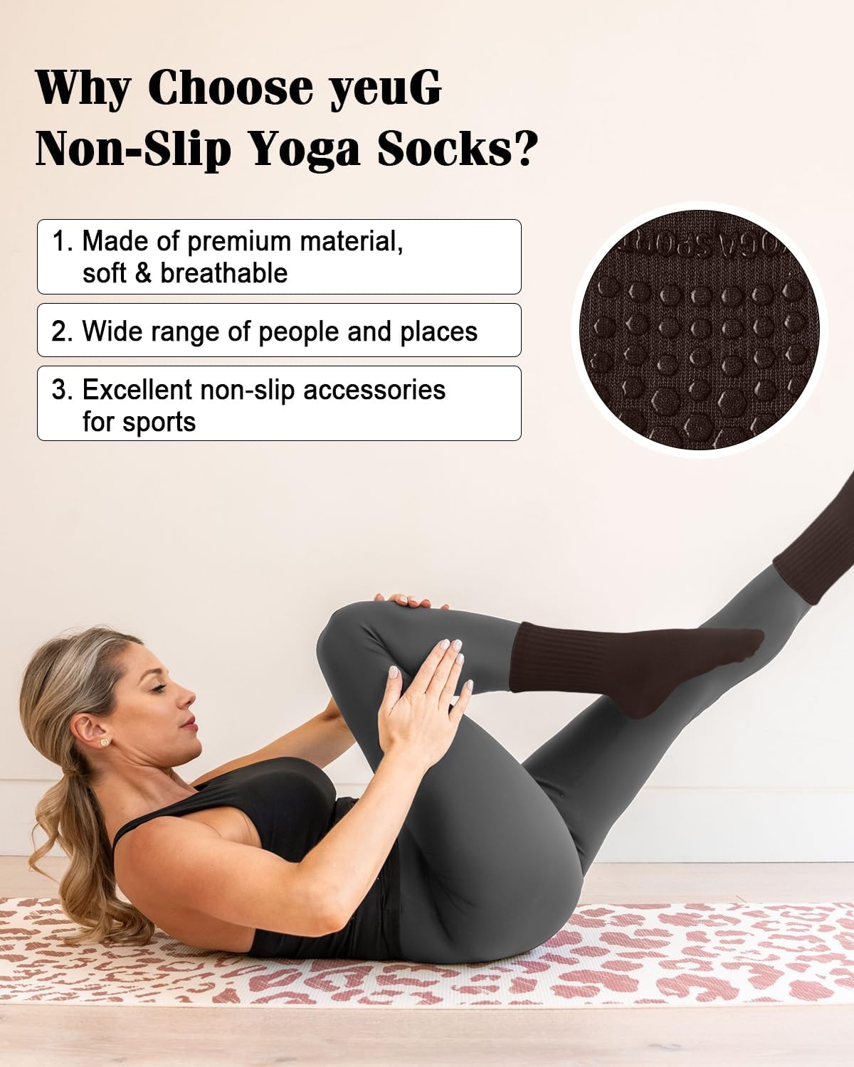 Pilates Socks for Women Non Slip Grip Socks for Yoga, Barre, Hospital, Barefoot Grippy Yoga Sock Womens Gifts 4 Pairs