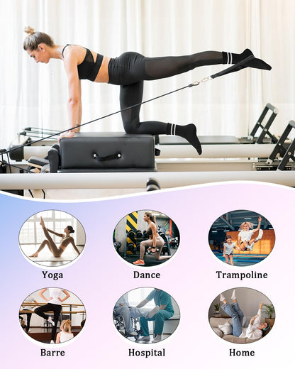 Pilates Socks for Women Non Slip Grip Socks for Yoga, Barre, Hospital, Barefoot Grippy Yoga Sock Womens Gifts 4 Pairs