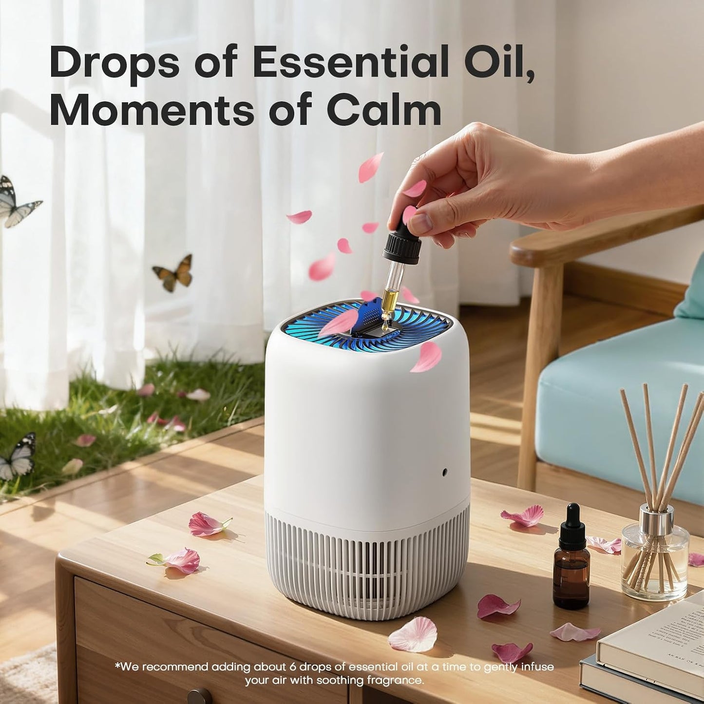 Air Purifiers for Home, High Efficiency Filter Up to 1076 Ft², White