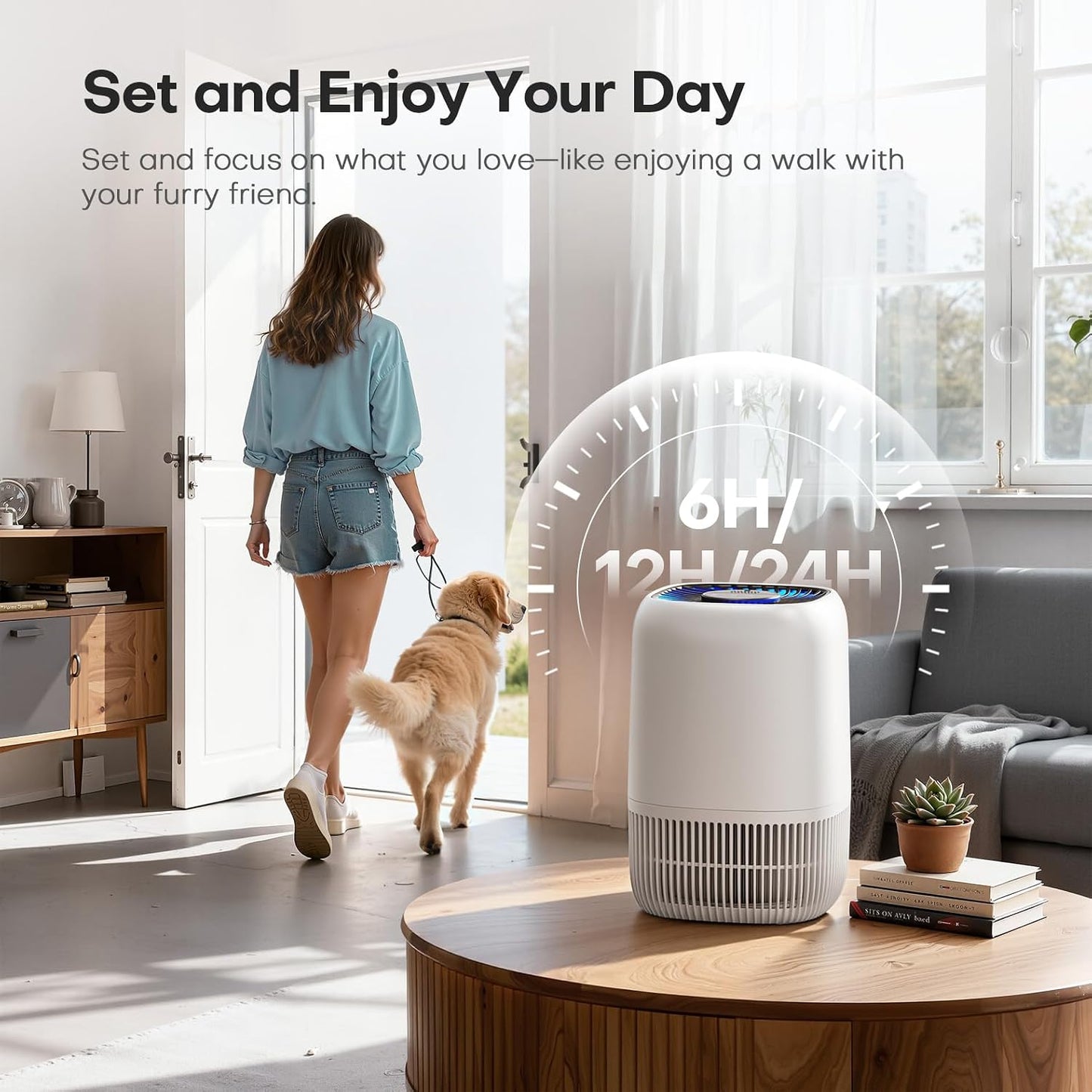 Air Purifiers for Home, High Efficiency Filter Up to 1076 Ft², White