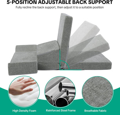 Pro Meditation Cushion Set with Adjustable Back Support, Large 3-in-1 Floor Sitting Chair for Yoga & Meditation, Extra Thick Yoga Pillows for Adults with Knee Support, Grey