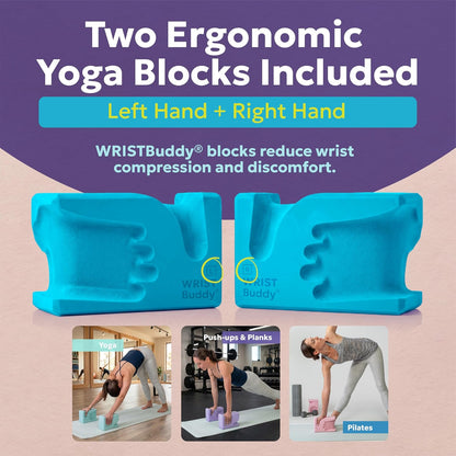 ® Hand-Shaped Ergonomic Yoga Blocks for Optimal Wrist Support During Yoga, Pilates, Pushups, Planks, and Handstands - Patented Non Slip Blocks for Enhanced Stability and Comfort.