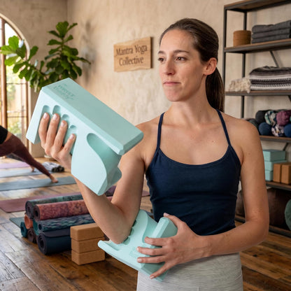 ® Hand-Shaped Ergonomic Yoga Blocks for Optimal Wrist Support During Yoga, Pilates, Pushups, Planks, and Handstands - Patented Non Slip Blocks for Enhanced Stability and Comfort.