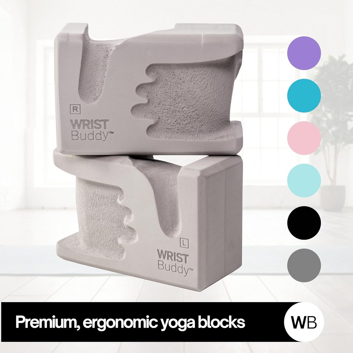 ® Hand-Shaped Ergonomic Yoga Blocks for Optimal Wrist Support During Yoga, Pilates, Pushups, Planks, and Handstands - Patented Non Slip Blocks for Enhanced Stability and Comfort.