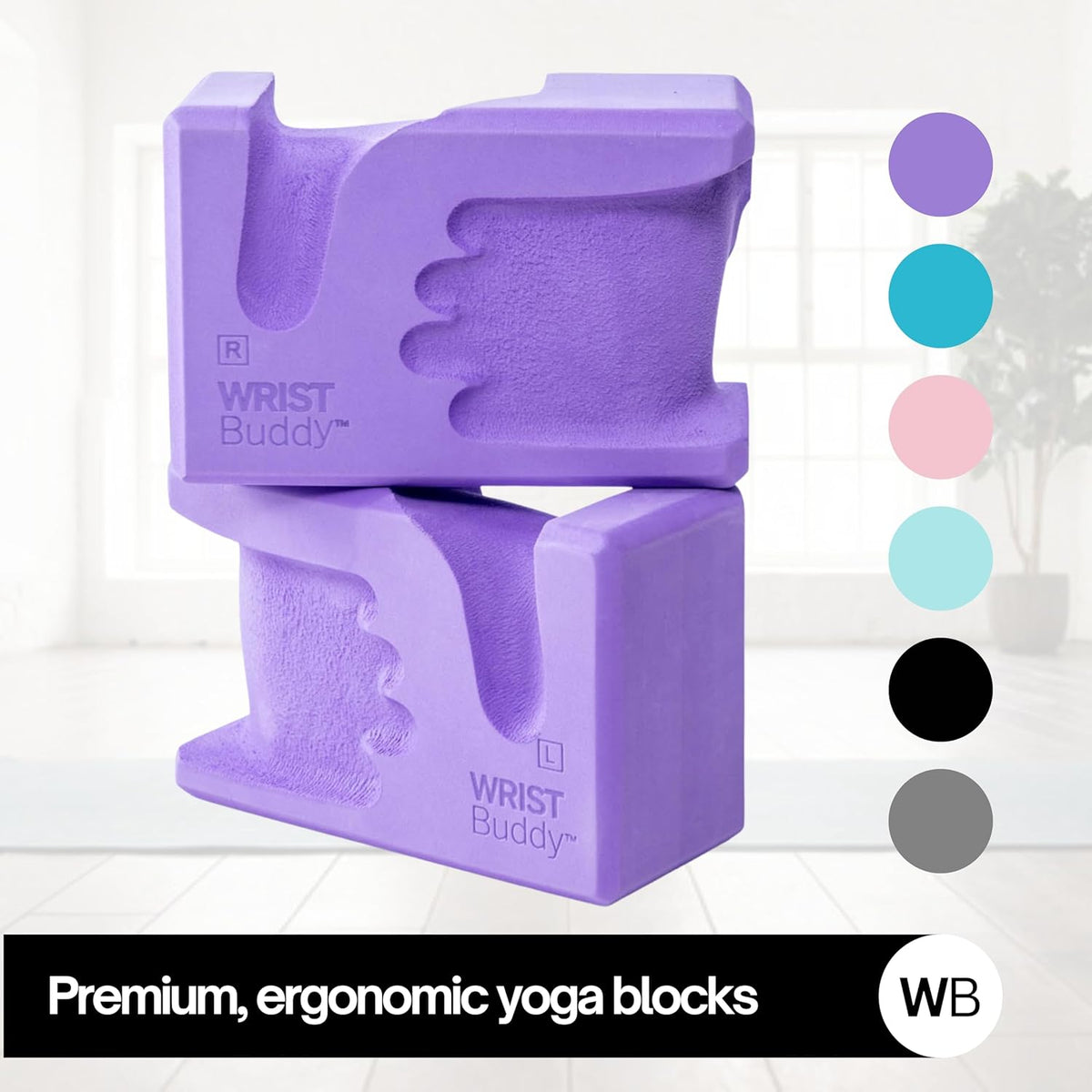 ® Hand-Shaped Ergonomic Yoga Blocks for Optimal Wrist Support During Yoga, Pilates, Pushups, Planks, and Handstands - Patented Non Slip Blocks for Enhanced Stability and Comfort.