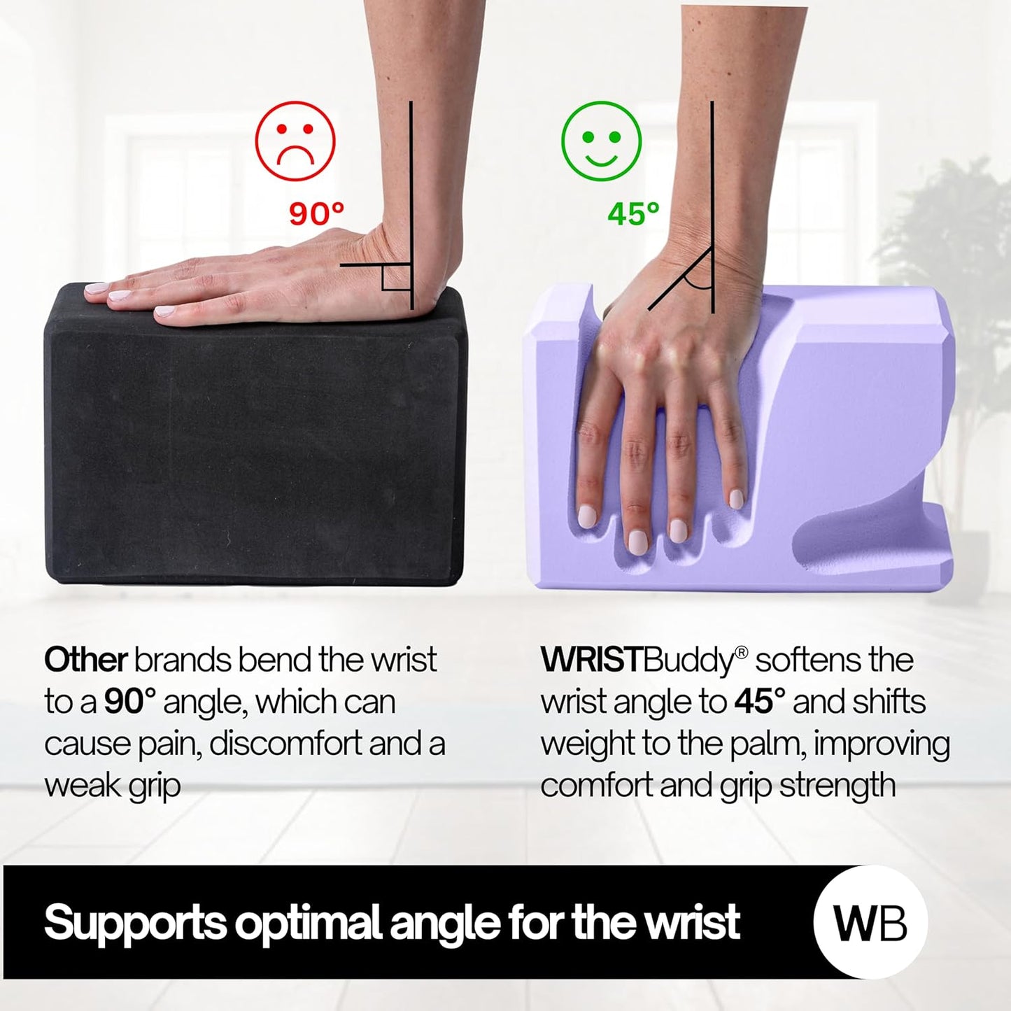 ® Hand-Shaped Ergonomic Yoga Blocks for Optimal Wrist Support During Yoga, Pilates, Pushups, Planks, and Handstands - Patented Non Slip Blocks for Enhanced Stability and Comfort.