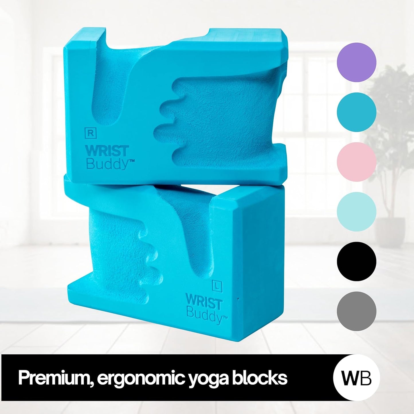 ® Hand-Shaped Ergonomic Yoga Blocks for Optimal Wrist Support During Yoga, Pilates, Pushups, Planks, and Handstands - Patented Non Slip Blocks for Enhanced Stability and Comfort.