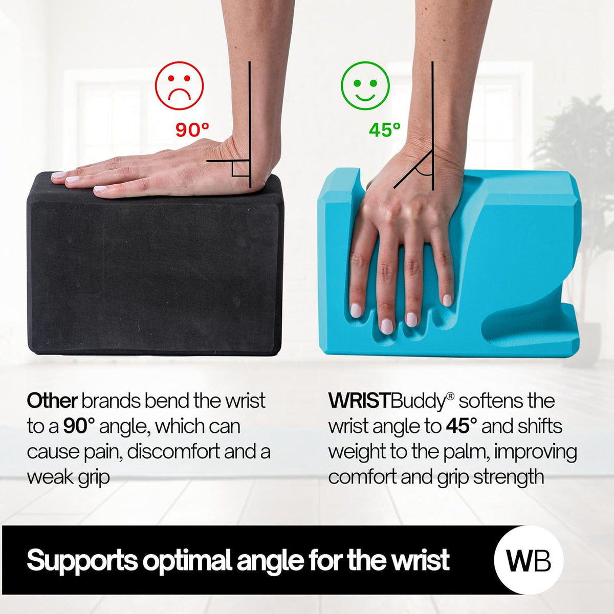 ® Hand-Shaped Ergonomic Yoga Blocks for Optimal Wrist Support During Yoga, Pilates, Pushups, Planks, and Handstands - Patented Non Slip Blocks for Enhanced Stability and Comfort.