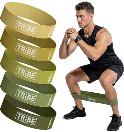 Fabric Resistance Bands for Working Out - 5 Exercise Bands Set for Legs and Glutes - Booty Bands for Women and Men - Thick Cloth Workout Bands for Physical Therapy, Hip Training