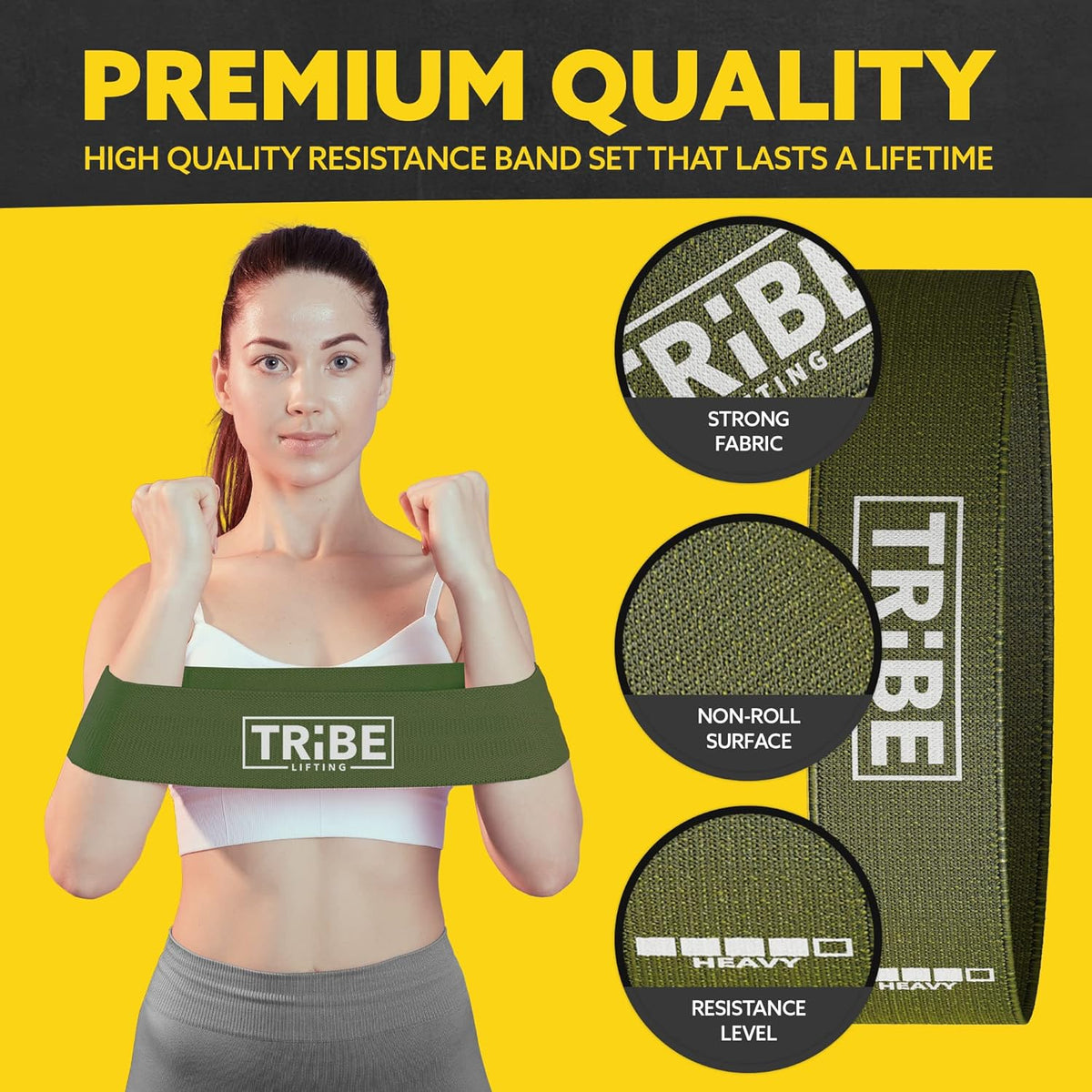 Fabric Resistance Bands for Working Out - 5 Exercise Bands Set for Legs and Glutes - Booty Bands for Women and Men - Thick Cloth Workout Bands for Physical Therapy, Hip Training