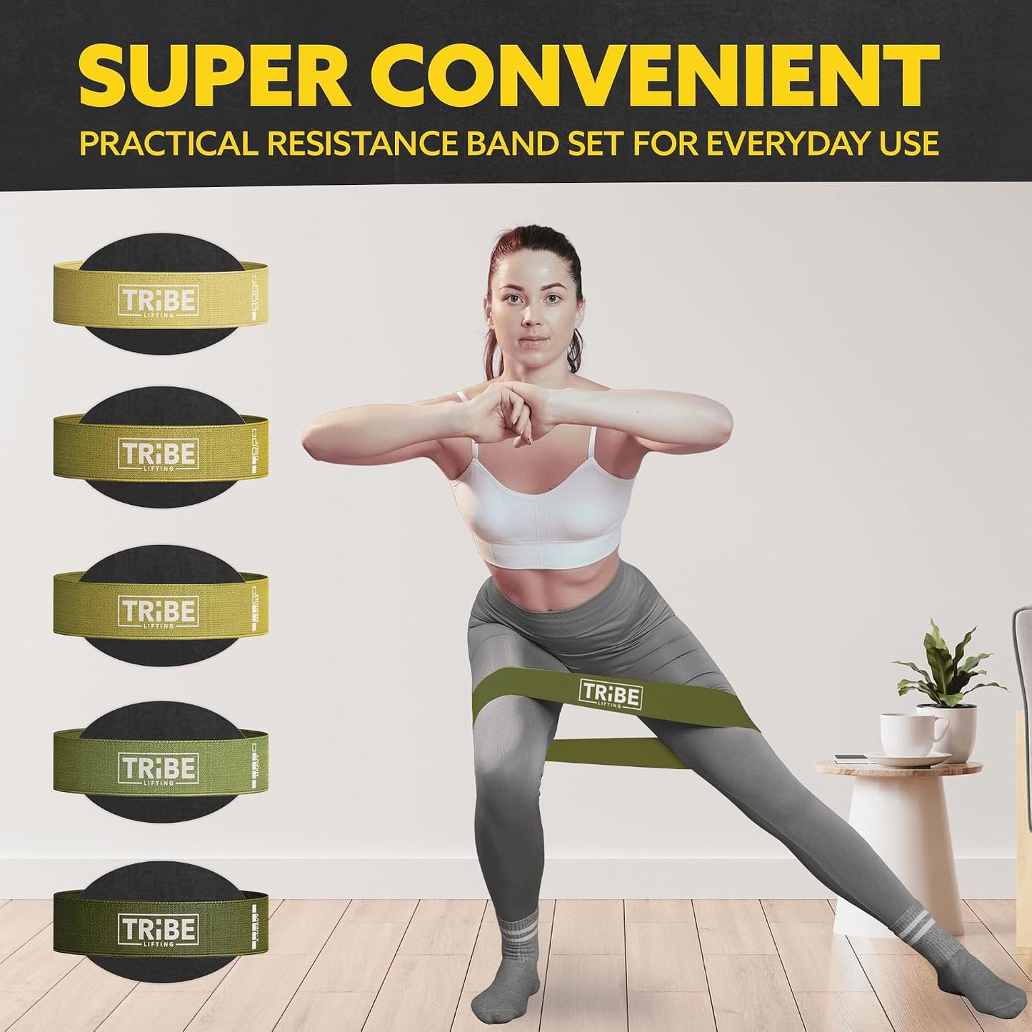 Fabric Resistance Bands for Working Out - 5 Exercise Bands Set for Legs and Glutes - Booty Bands for Women and Men - Thick Cloth Workout Bands for Physical Therapy, Hip Training