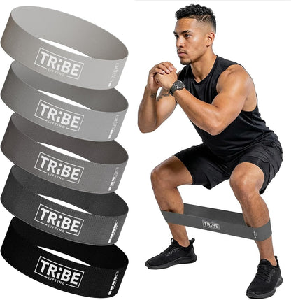 Fabric Resistance Bands for Working Out - 5 Exercise Bands Set for Legs and Glutes - Booty Bands for Women and Men - Thick Cloth Workout Bands for Physical Therapy, Hip Training