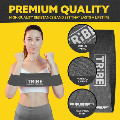Fabric Resistance Bands for Working Out - 5 Exercise Bands Set for Legs and Glutes - Booty Bands for Women and Men - Thick Cloth Workout Bands for Physical Therapy, Hip Training