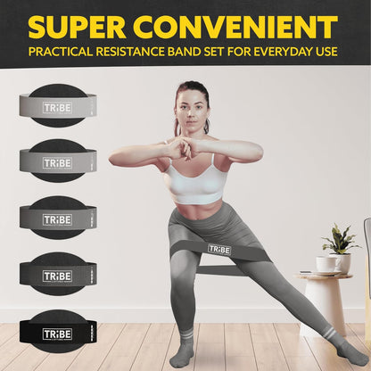 Fabric Resistance Bands for Working Out - 5 Exercise Bands Set for Legs and Glutes - Booty Bands for Women and Men - Thick Cloth Workout Bands for Physical Therapy, Hip Training