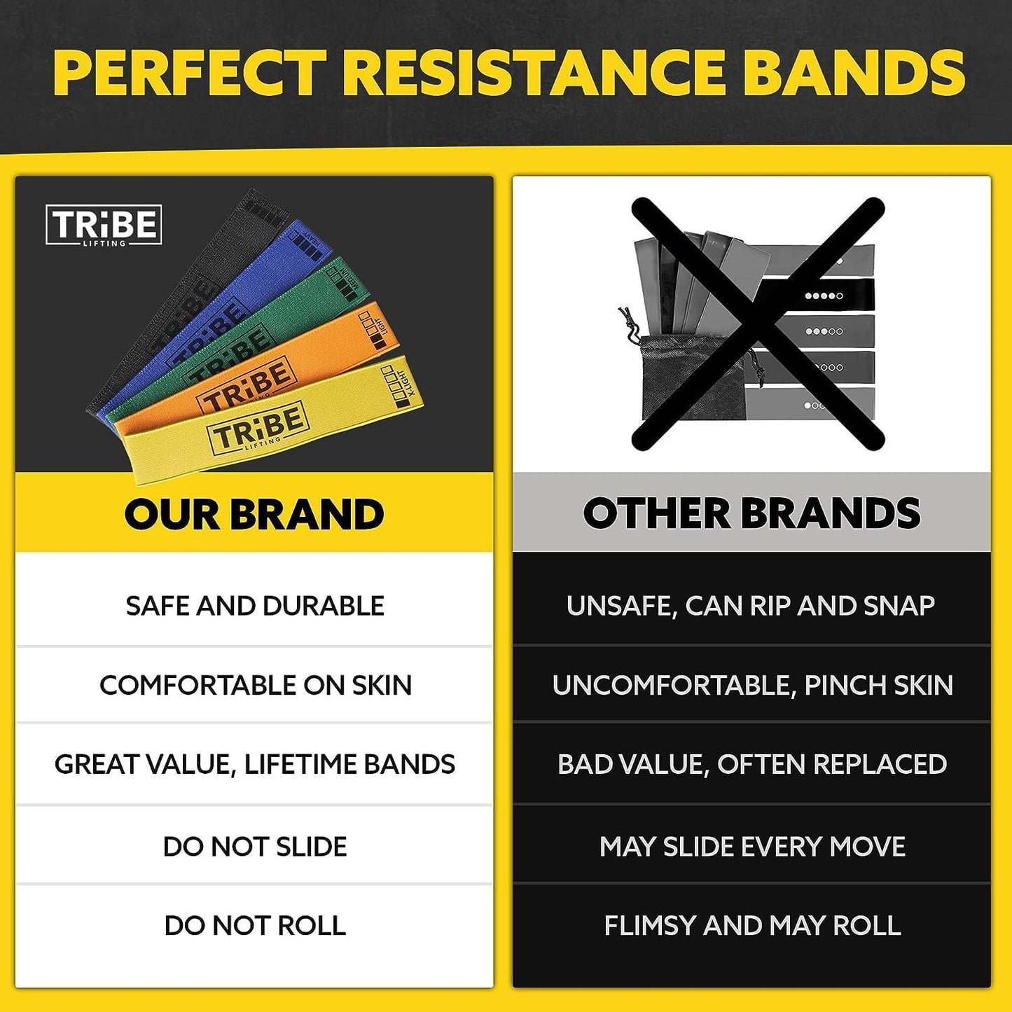 Fabric Resistance Bands for Working Out - 5 Exercise Bands Set for Legs and Glutes - Booty Bands for Women and Men - Thick Cloth Workout Bands for Physical Therapy, Hip Training