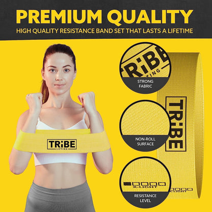 Fabric Resistance Bands for Working Out - 5 Exercise Bands Set for Legs and Glutes - Booty Bands for Women and Men - Thick Cloth Workout Bands for Physical Therapy, Hip Training