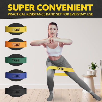 Fabric Resistance Bands for Working Out - 5 Exercise Bands Set for Legs and Glutes - Booty Bands for Women and Men - Thick Cloth Workout Bands for Physical Therapy, Hip Training