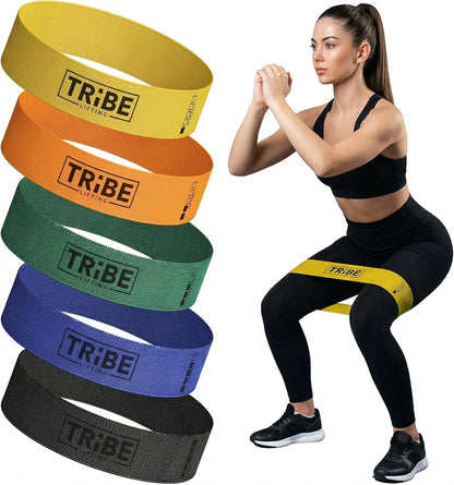 Fabric Resistance Bands for Working Out - 5 Exercise Bands Set for Legs and Glutes - Booty Bands for Women and Men - Thick Cloth Workout Bands for Physical Therapy, Hip Training